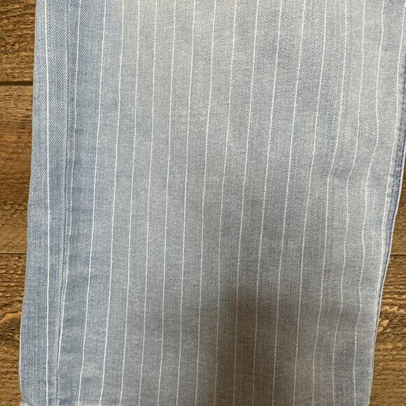 Jen7 For All Mankind Cropped Wide Leg Jeans Blue Pinstripe Stretch Denim Size 8 - Picture 5 of 10